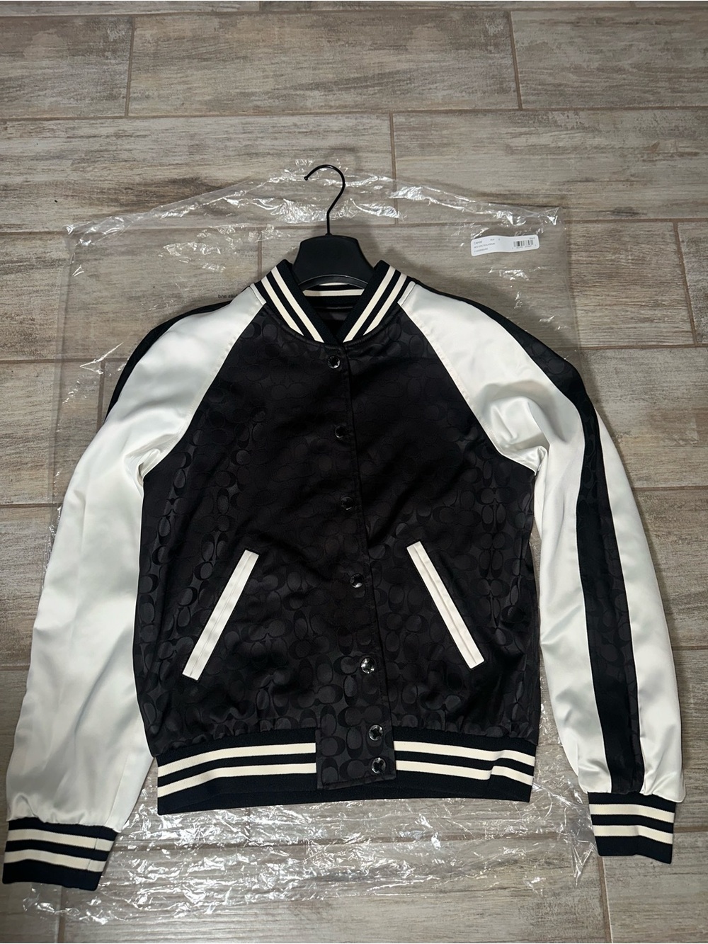 Coach Black and White Signature Varsity Bomber Jacket REVERSIBLE 🖤🤍 - Picture 5 of 10